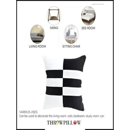 THROWPILLOW Black & White Square Cushion Cover image 3