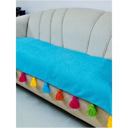THROWPILLOW Blue & Multicoloured Solid Polyester 1 Piece Sofa Cover-picture-27