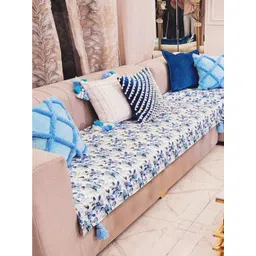 THROWPILLOW Blue & White Printed Polyester 1 Piece Sofa Cover-picture-10
