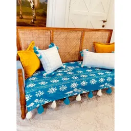 THROWPILLOW Blue & White Printed Polyester 1 Piece Sofa Cover-picture-25