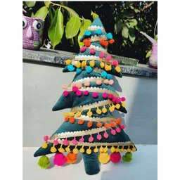 THROWPILLOW Green & Multicoloured Embellished Velvet Rectangle Cushion Covers-picture-29