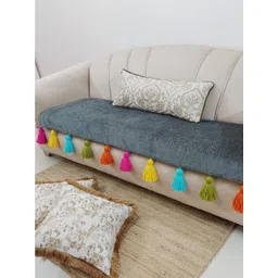 THROWPILLOW Grey & Multicoloured Solid Polyester 1 Piece Sofa Cover-picture-12