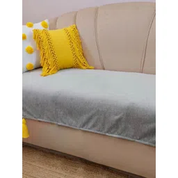 THROWPILLOW Grey & Yellow Solid Polyester 1 Piece Sofa Cover-picture-13