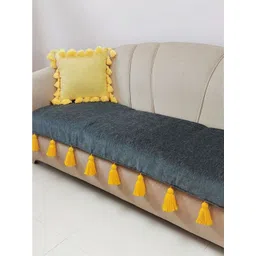 THROWPILLOW Grey & Yellow Solid Polyester 1 Piece Sofa Cover-picture-41