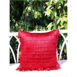 THROWPILLOW Maroon & White Embellished Velvet Square Cushion Covers-image-44