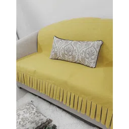 THROWPILLOW Mustard & Gold-Toned Solid Polyester 1 Piece Sofa Cover-picture-11