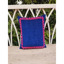 THROWPILLOW Navy Blue & Pink Tasselled Embellished Square Cushion Cover-picture-30