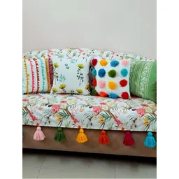 THROWPILLOW Off White & Multicoloured Printed Polyester 1 Piece Sofa Cover-picture-35