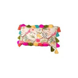 THROWPILLOW Off White & Pink1 Pieces Striped Rectangle Cushion Cover-picture-36