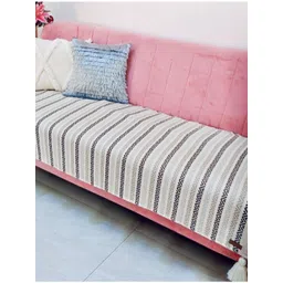 THROWPILLOW Off White & White Printed Polyester 1 Piece Sofa Cover-picture-36