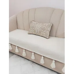THROWPILLOW Off White Anti Slip Tassels Sofa Cover-picture-29