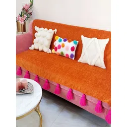 THROWPILLOW Orange & Pink Solid Polyester 1 Piece Sofa Cover-picture-24