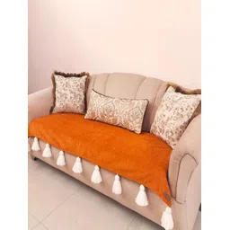 THROWPILLOW Orange & White 4 Seater Sofa Cover-picture-16