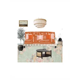 THROWPILLOW Orange & White Printed Polyester 1 Piece Sofa Cover-picture-38