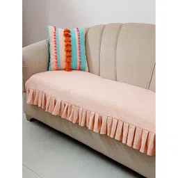 THROWPILLOW Peach-Coloured Solid Polyester 1 Piece Sofa Cover-picture-10