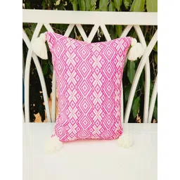 THROWPILLOW Pink & White Abstract Printed Embellished Square Cushion Cover-picture-26