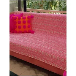 THROWPILLOW Pink & White Printed Polyester 1 Piece Sofa Cover-picture-11