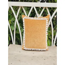 THROWPILLOW Tan & White Tasselled Embellished Square Cushion Covers-picture-23