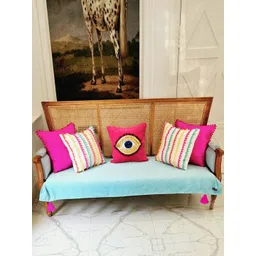 THROWPILLOW Turquoise Blue & Magenta Solid Polyester 1 Piece Sofa Cover-picture-26