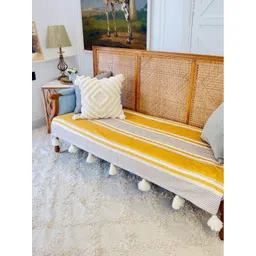 THROWPILLOW Yellow & White Printed Polyester 1 Piece Sofa Cover-picture-29