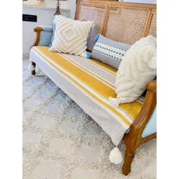 THROWPILLOW Yellow & White Printed Polyester 1 Piece Sofa Cover-picture-27