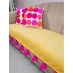 THROWPILLOW Yellow & White Solid Polyester 1 Piece Sofa Cover-picture-25