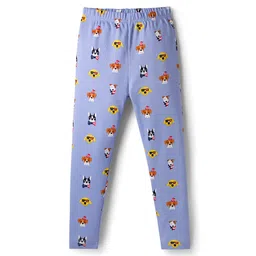 Tiara Cotton Rib Knit Cool Dogs Printed Leggings - Blue-picture-11
