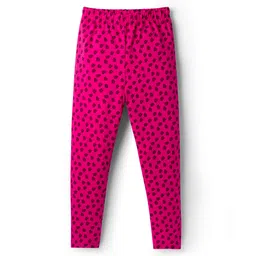 Tiara Cotton Rib Knit Floral Printed Leggings - Dark Pink-picture-16