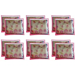 Tiarakrafts Non Woven Single Saree Cover With Top Transparent-Set of 12 (Pink) Poly-canvas Laundry Bag-picture-24