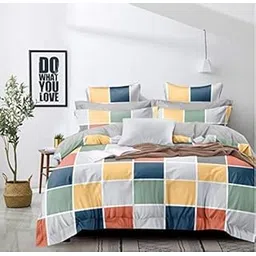 TIB 130 GSM Cotton Feel Polycotton Quilt Cover Blanket Cover Razai Duvet Cover for Double Size Duvets with Zip, 90"x 100"-picture-25