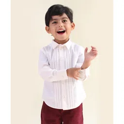 Tiber Taber 100% Cotton Full Sleeves Solid Shirt - White-image-16