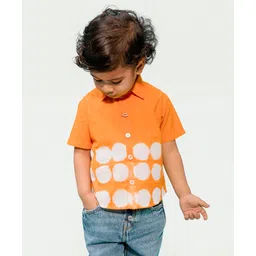 Tiber Taber 100% Cotton Half Sleeves Tie Dye Shirt - Orange-picture-14