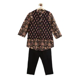 Tiber Taber Boys Ethnic Motifs Printed Pure Cotton Kurta With Trousers & With Jacket-picture-51