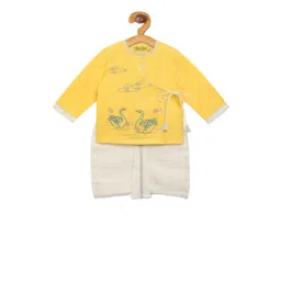 Tiber Taber Boys Yellow & Off-White Embroidered Kurta with Dhoti Pants-picture-42