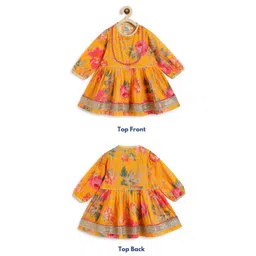 Tiber Taber Girls Floral Printed Gotta Patti Pure Cotton Anarkali Kurti With Salwar image 3