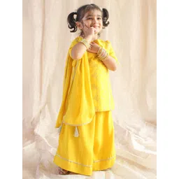 Tiber Taber Glow Girls Floral Woven Design Gotta Patti Kurti With Palazzo & Dupatta-picture-34