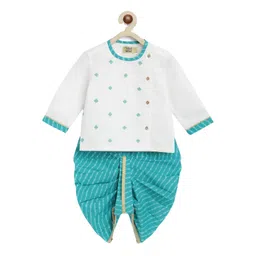 Tiber Taber Infants Boys Floral Embroidered Angrakha Pure Cotton Kurta With Dhoti Pants-picture-41