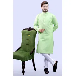 Men Cotton Blend Kurta Pyjama Set-image-33