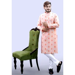 Men Cotton Blend Kurta Pyjama Set-image-12