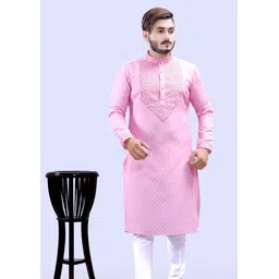 Men Embroidered Cotton Blend Straight Kurta-image-32