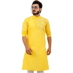 Men Embroidered Cotton Blend Straight Kurta-image-10