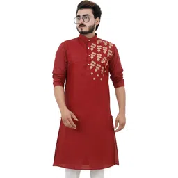 Men Embroidered Cotton Blend Straight Kurta-image-8