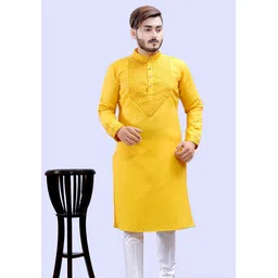 Men Embroidered Cotton Blend Straight Kurta-image-26