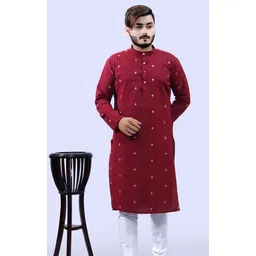 Men Woven Design Cotton Blend Straight Kurta-image-20
