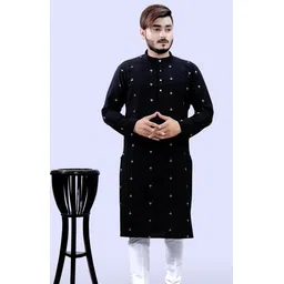 Men Woven Design Cotton Blend Straight Kurta-image-11