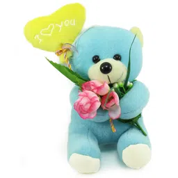 Tickles Adorable Teddy with Balloon Heart Soft Stuffed Plush Toy for Kids Boys & Girls Birthday Gift (Size: Length 18 cm Color: Blue)-picture-14