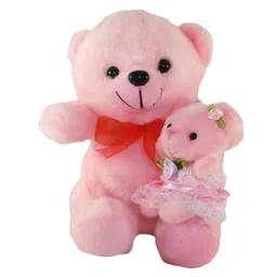 Tickles Teddy with Kid in Lap Stuffed Soft Plush Toy for Kids Boys & Girls Home Decor Pink - Height 15 cm-picture-21