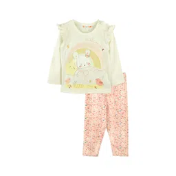 TIDY SLEEP Infant Girls Printed Pure Cotton T-Shirt With Trousers-picture-20