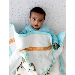 TIDY SLEEP Kids Blue & White Monkey Printed Mild Winter 210 GSM Single Bed Quilt-picture-12