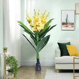 TIED RIBBONS Artificial Yellow Flower Plant for Home Décor | 3.6ft Tall Faux Indoor Decorative Plant with Green Leaves | Floor Standing Tree for Living Room, Bedroom, Office & Balcony Decoration-image-40